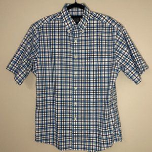 EUC Blue Plaid Traveler's Shirt size M